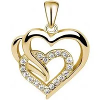 Goldene Hufeisen Herzanhänger Herz Anhänger aus 925 Silber mit Zirkonia Kristall Kettenanhänger (1 Stück, inkl. Geschenkbox), Rhodiniert