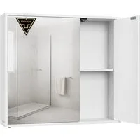 SONGMICS HOME Spiegelschrank Badezimmerschrank mit Spiegel, Snapsemble – superschnelle Montage, verstellbare Ablagen