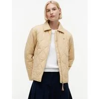 Tommy Jeans Steppjacke TJW COACH COLLAR QUILTED JACKET Kunstfaser, Flag-Stickerei