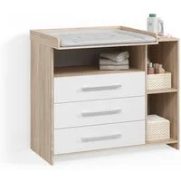 Livinity® Wickelkommode Torino, Weiß/Sonoma/Sonoma, mit Schubladen