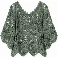 ITALY VIBES Blusenponcho - Häkelshirt - Spitzenshirt - ITALY VIBES - Boho - Oversize ONE SIZE- passend für Größen S - L
