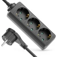 deleyCON deleyCON 3 Fach Steckdosenleiste mit Flachstecker Stromleiste 3,0m Steckdosenleiste