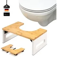 eluno Fußhocker Toilettenhocker, aus Bambus, platzsparend zusammenklappbar