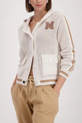 monari - Strickjacke mit Ajour-Struktur champagne beige - Gr. - 38