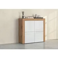OTTO home Highboard CHRONOS Breite 140 cm mit 4 Türen und 8 Fächer 'Made in Italy' (1 St), Hohes Sideboard, Kommode, Schrank, Grifflos mit Push to Open