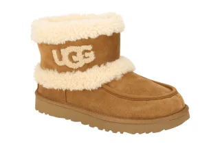 UGG 1145410 CHE ULTRA MINI FLUFF Damen Winterstiefel Chestnut Echtleder Warmf...