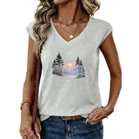 PYLIKE Tanktop Damen Sommer bequemes Casual Basic V-Shirt mit Ärmellos T-shirt Bequem für Freizeit und Büro,Strandurlaub