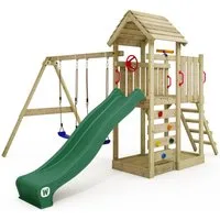 Wickey Spielturm MultiFlyer mit Holzdach, Doppelschaukel & Rutsche, extrem witterungsbeständig mit 10 Jahren Garantie*