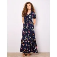 Apricot Maxikleid Maxikleid in Aquarelloptik mit Smockdetails