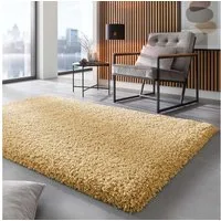 TaraCarpet Langflor-Teppich Ragolle Twilight, rechteckig, Höhe: 60 mm, Shaggy Hochflorteppich gold Wohnzimmer Schlafzimmer 065x130