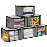 BigDean Aufbewahrungsbox 6 Stück Aufbewahrungstaschen 90L mit Sichtfenster (Set, 6 St., Aufbewahrungstaschen), Atmungsaktives Vlies-Geweb, Stabiler Zwei-Wege-Reißverschluss