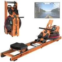 JASPORT Rudergerät R3 Klappbar Wasserrudergerät für Zuhause (aus Eiche, Klappbares Rudermaschine, Wasserbehälter mit MAX-Füllstand-Markierung), mit Trainingscomputer (Kinomap kompatibel) & Tablethalterung