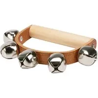 GICO Spielzeug-Musikinstrument Schellenkranz für Kinder – Holzgriff mit 5 Glöckchen - 3852