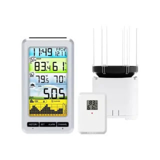 WS0207 Wireless Weather Station Wireless Rain Gauge Indoor and Outdoor Temperature and Humidity Meter Rainfall Alarm Clo