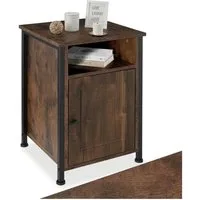 tectake Nachttisch Couchtisch mit höhenverstellbaren Kunststofffüßen, 40 x 42 x 60,5 cm (Beistelltisch Blackburn, 1-St., in Industrial Holz dunkel, rustikal), Ablage, offenes Staufach, Staufach mit Magnettür und Einlegeboden