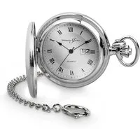 Hermann Jäckle Taschenuhr "Koblenz II" BigDate Quarz, 50 mm, mit Kette & Reiseetui, – Elegante Herrenuhr mit großer Datumsanzeige