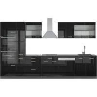 Vicco Küchenzeile R-Line Schwarz Hochglanz/Anthrazit 350 +Hochschrank ohne Arbeitsplatte