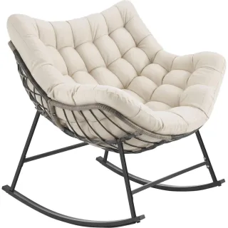 tectake Schaukelstuhl, Beige, Kunststoff, 93x89x99.5 cm, Wohnzimmer, Sessel, Schaukelstühle