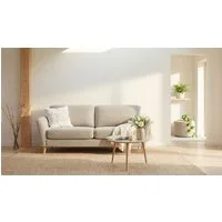 OTTO home 3-Sitzer MARSEILLE 3er Sofa 206 cm, Cord, Flachgewebe, Struktur, Webstoff, Massivholzbeine Eiche, Landhausstil, Wellenunterfederung