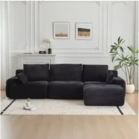 Vankel Ecksofa Modulares Sofa in L-Form, Couch als Schlafsofa mit Cordstoff, Weiches Cordsofa mit Bettfunktion, Hocker und flexiblen Modulen