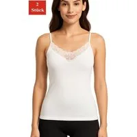 EloModa Unterhemd Damen Unterhemd 2er Set - 100% Baumwolle, Mit Spitze, (2-St., 2er-Pack) unterhemd aus 100 % baumwolle