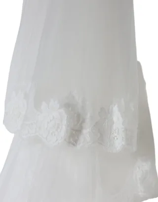 Weißer Blumenspitze Nylon bodenlanger Hochzeits Schleier