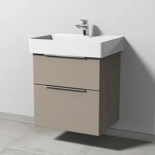 Sanipa 3way Waschtischunterbau zu Duravit Dura Square Waschtisch mit 2 Auszügen, Sandgrau-Matt UF42667