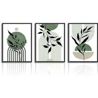 Dazzlewall Leinwandbild Salbei Grün Boho Wandbilder Minimalistische Geometrische Leinwand
