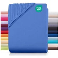 Carpe Sonno Spannbettlaken Jersey 90x200 100x200 120x200 140x200 160x200 180x200 200x200 70x140, Jersey, Gummizug: rundum, (1 Stück), Baumwoll Babybett Spannbettlaken 70x140 Baby Laken Royal Blau