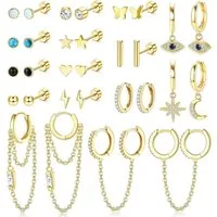 LuxusKollektion Ohrring-Set 15Paar Kleine Ohrringe Set Damen Hypoallergen Medizinisch Edelstahl