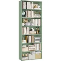 Homfa Bücherregal, 210cm Standregal, Bücherschrank mit 7 Fächern, grün