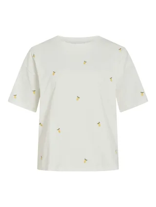 VILA - VIMONIE EMB O-NECK S/S/RN Snow White - Gr. - M