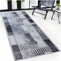 Floordirekt Läufer Teppich Cordoba, Grautöne mit Muster, Rechteckig, Strapazierfähiges Polyamid