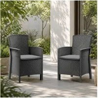 Bica Gartenstuhl 2-er Set wetterfest in Rattanoptik inkl. Kissen Final SALE