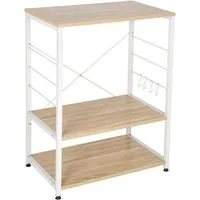 Woltu Standregal, 1-tlg., Standregal aus Holz & Metall mit 3 Ablagen für Küche