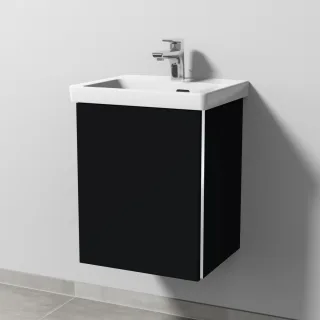 Sanipa 3way Waschtischunterbau zu Villeroy & Boch Subway 3.0 Waschtisch mit 1 Tür, Schwarz-Matt BS84208
