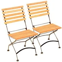 MERXX Gartenstuhl (Set, 2 St), 2er Set, Eukalyptus, klappbar, schwarz