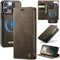 Mycotech Handyhülle Premium 2in1 Klapphülle mit abnehmbarem Magnet Case MagSafe Für iPhone 15 Pro, Braun