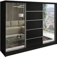A&J MöbelLand GmbH Schiebetürenschrank TOP, 3-türig Schrank 200 cm mit Schubladen und Spiegel (TOP ANGEBOT! Geräumiger Schrank mit einer Breite von 200 cm und Spiegel, ideal zur Aufbewahrung von Kleidung und Accessoires. 3 Schubladen und viel Staurau