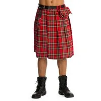 Banned Shorts Classic Tartan Kilt Sporran Kariert Karo Rot Schottenrock