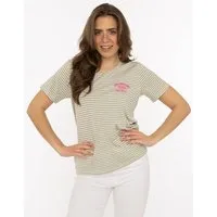 Zwillingsherz T-Shirt "Zwillingsherz" V-Neck, gestreift, kleines Motiv gestickt
