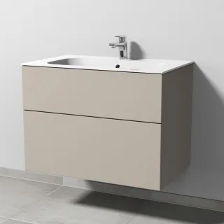 Sanipa 3way Keramik-Set Finion Keramik-Waschtisch und Unterbau mit 2 Auszügen, Kaschmir-Matt SP4001U