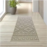 TeppichHome24 Outdoorteppich In- & Outdoor Teppich Sisal Optik Rautenmuster beige braun, Rechteckig