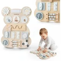 Mamabrum Lernspielzeug Montessori Busy Board Holz Teddy – Motorik & Sensorik
