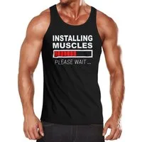 MoonWorks Tanktop Herren Tanktop Installing Muscles Please Wait Fitness Gym Bodybuilder mit Print