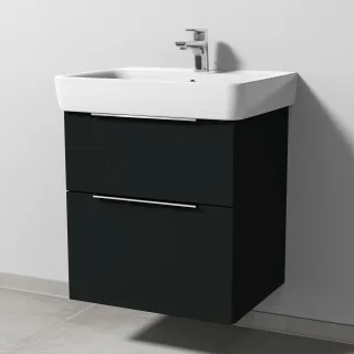 Sanipa 3way Waschtischunterbau zu Geberit Renova Plan Waschtisch mit 2 Auszügen, Vulkan-Matt UP8751V