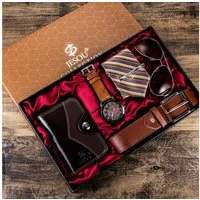 ibettertec Geldbörse 5PCS Geschenk mit Gürtel Sonnenbrille Krawatte Geldbörse Set (Männer Geburtstag Hochzeitstag Geschenke,Vatertag Geschenkbox, Weihnachtsgeschenk Neujahrsgeschenk Geschenk zum Vatertag), Weihnachten, Vatertag, Geburtstagsgeschenke
