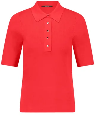 TAIFUN - Poloshirt aus feinem Rippstrick rot - Gr. - 36