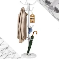 Casaria Kleiderständer, Marmorsockel Metall 14 Haken 360° Drehbar Stabil Modern 37x37x175cm