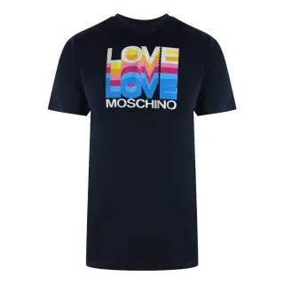 Love Moschino Marineblaues T-shirt Größe L Mit Buntem Love-logo